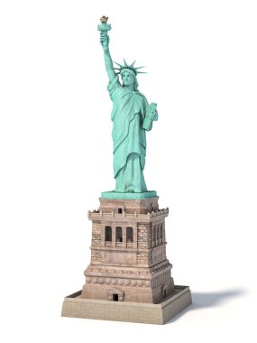 Statue of Liberty in New York City, USA  isolated on white. 3d illustration clipart