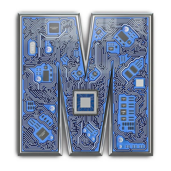 Letter Alphabet Circuit Board Style Digital Tech Letter Isolated White — Stock Photo, Image