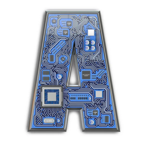 Letter Alphabet Circuit Board Style Digital Tech Letter Isolated White — Stock Photo, Image