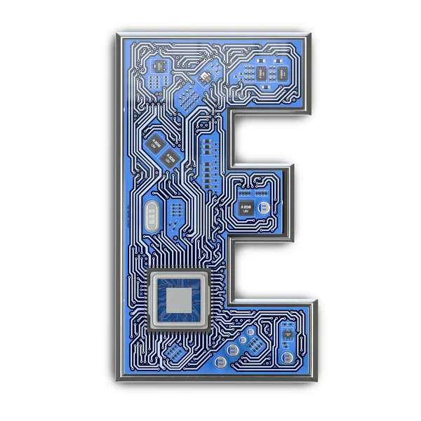 Letter Alphabet Circuit Board Style Digital Tech Letter Isolated White — ストック写真