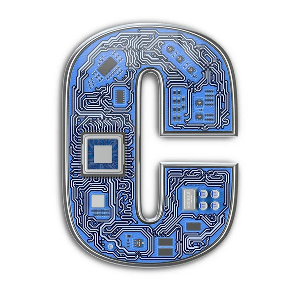 Lettre Alphabet Style Circuit Imprimé Lettre Numérique Tech Isolée Sur — Photo