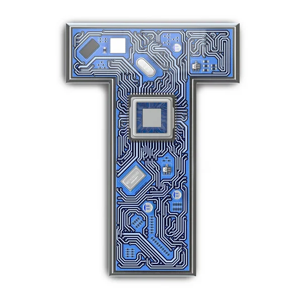 Letter Alphabet Circuit Board Style Digital Tech Letter Isolated White — Stock Photo, Image