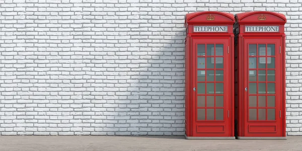 Червоний Телефонна Будка Фоні Цегляні Стіни London Британські Українська Символ — стокове фото