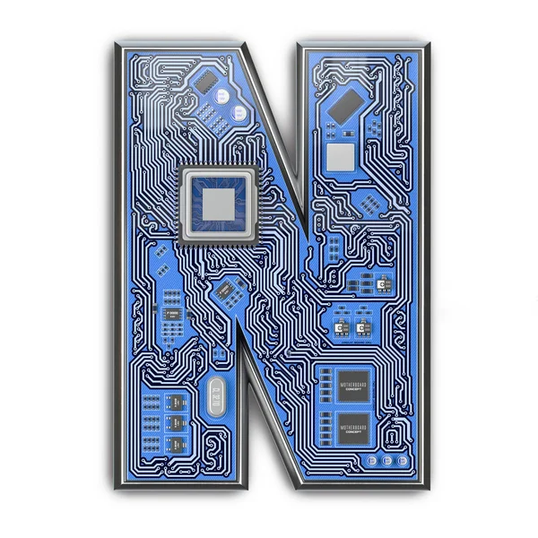 Letter Alphabet Circuit Board Style Digital Tech Letter Isolated White — Stock Photo, Image