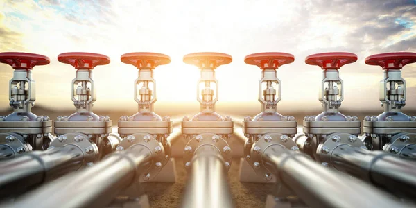 Kleppen Voor Olie Gasleidingen Olie Gas Winning Productie Transport Industriële — Stockfoto
