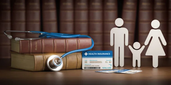 Medical Health Insurance Concept Family Stethoscope Plastic Card Illustration — Stock Photo, Image