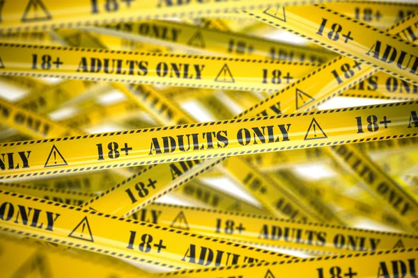 Adults Only Yellow Warning Tapes Inscription Illustration — Stock Photo, Image