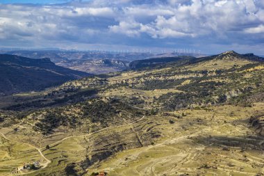Havadan görünümü görünümü Kalesi: Morella, İspanya
