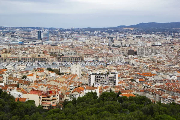 Panorama Marsylii z Basilique Notre Dame de la Garde, .Ma — Zdjęcie stockowe