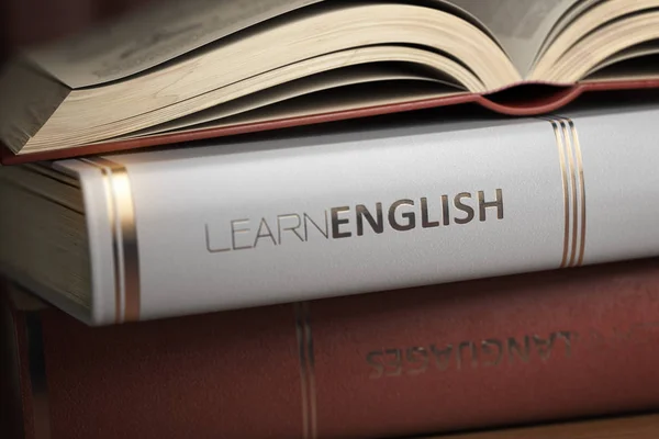 Вивчати англійську мову. Книги та підручники для вивчення англійської мови. — стокове фото