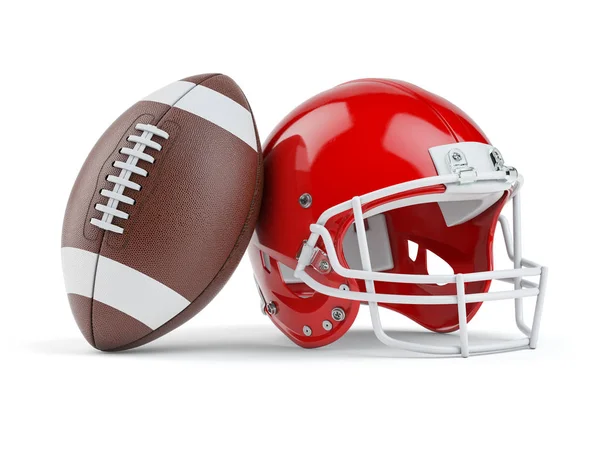 Casco de fútbol americano y pelota aislados en blanco . — Foto de Stock