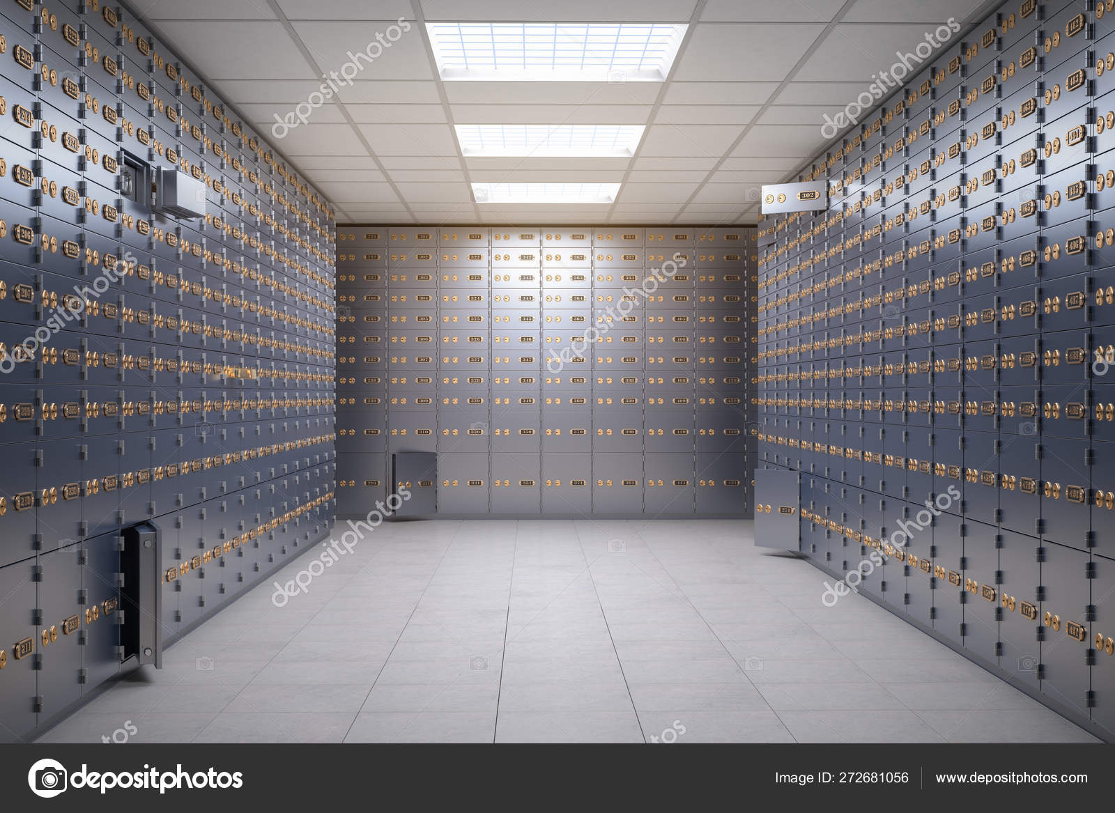 Caja de seguridad habitación dentro de una bóveda bancaria