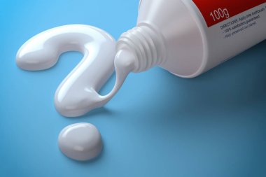 Toothpaste in the shape of question mark coming out from toothpa clipart