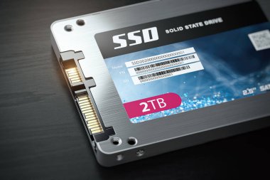 Siyah arka plan üzerinde Ssd durumu katı sürücüler disk.