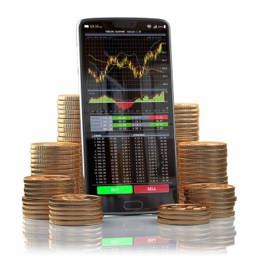 Ekranda forex uygulaması ile cep telefonu ve yığınları