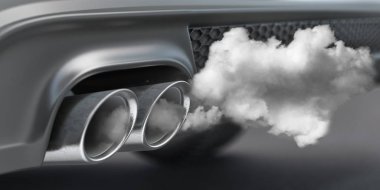 Combustion fumes co2 coming out of car exhaust pipe. Ecology, po clipart