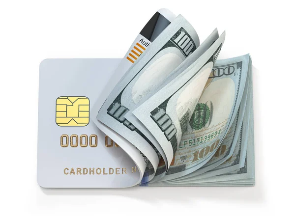 Credit card and dollar in cash. Banking, shopping concept. Openi — Stock Photo, Image