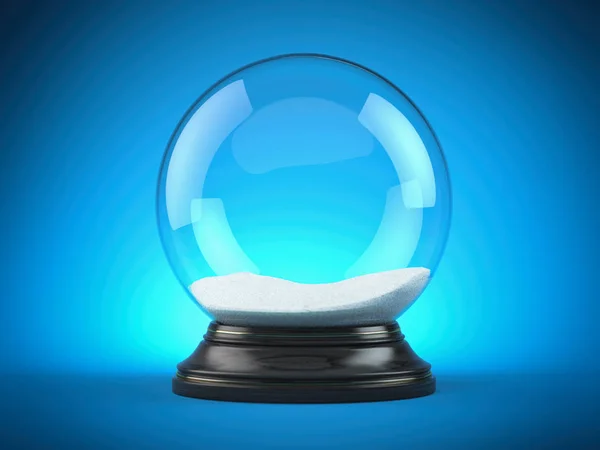 Empty snow globe - Christmas magic ball on blue background. — Stock Photo, Image