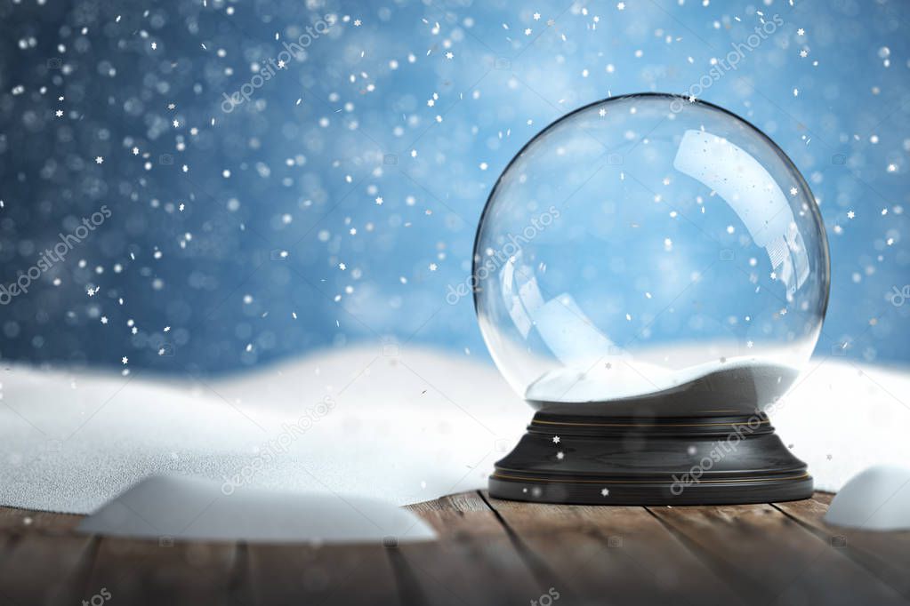 Empty snow globe Christmas background