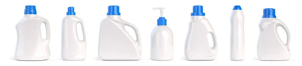 Set Botellas Plástico Detergente Con Producto Limpieza Química Aislado Sobre — Foto de Stock