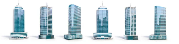 Set Different Skyscraper Buildings Isolated White Illustration — Stock Photo, Image