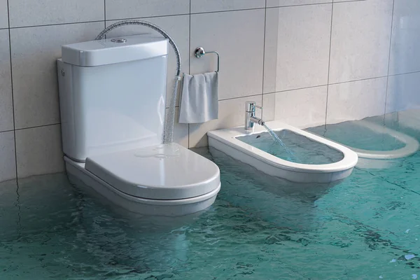 Rotto Bidet Traboccante Illustrazione — Foto Stock