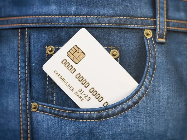 Blank Credit Card Jeans Pocket Mockup Illustration — Stock Photo, Image