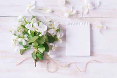 Cam vazo içinde elma ağacının çiçekleri