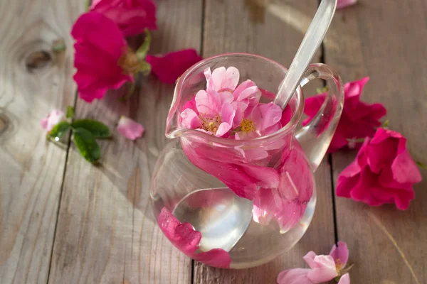 Rose sürahi içinde su infüzyon