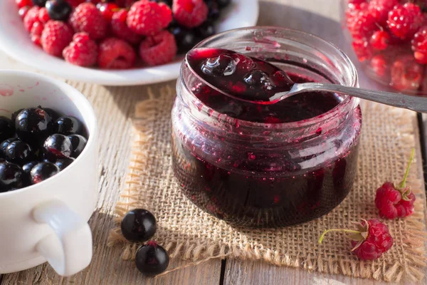 Raspberry, black currant jam