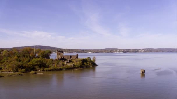 Bannerman Kasteel Verlaten Militaire Overtollige Pakhuis Hudson Valley — Stockvideo