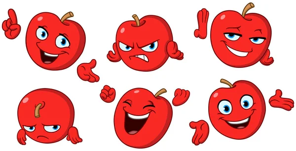 Apple Cartoon Set — Stockvektor