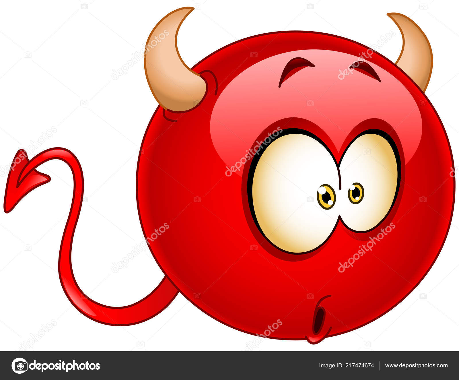 Red Devil Emoticon Wondered Confused Surprised Expression His Face