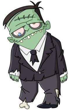 Zombi adam yırtık bir takım elbise ile