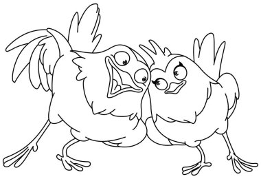 Sevgi dolu kuşlar birkaç sıraladı. Vektör hat sanat çizim sayfa boyama.