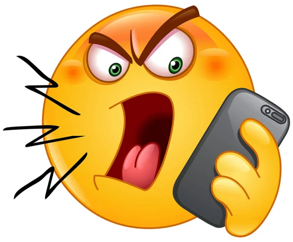Shouting on phone emoticon — Stock Vector