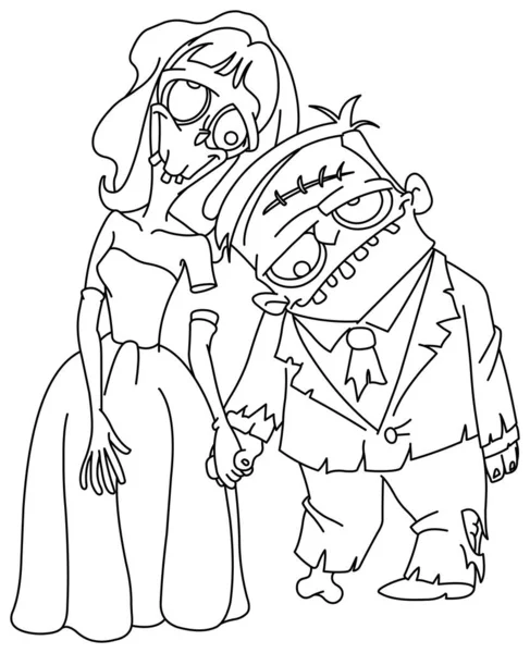 Обрисованная свадьба зомби — стоковый вектор