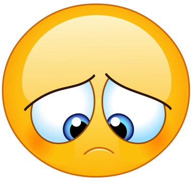 Hüzünlü üzgün emoji ifadesi aşağı bakıyor