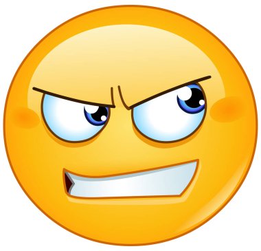 Çıplak dişli kızgın emoji simgesi yan tarafa bakıyor.