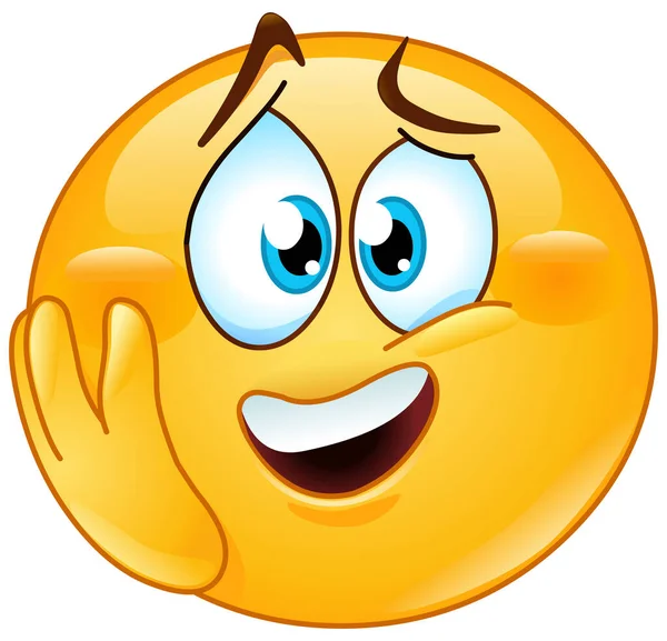Emotional Excited Emoji Emoticon Hand Cheek — Stock Vector