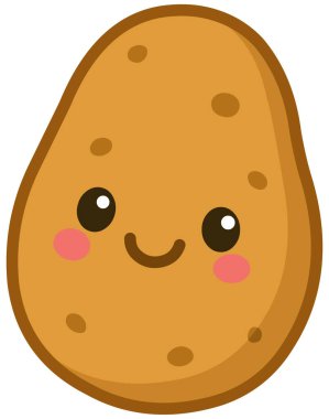 Kawaii çizgi filminde gülümseyen bir patatesin çizimi 