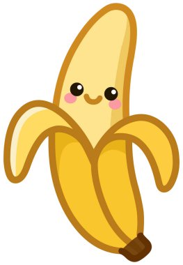 Kabuklu gülümseyen bir muzun Kawaii çizimi