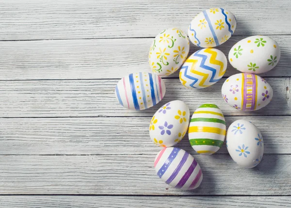 Easter Eggs Wooden Background — Stock Photo, Image