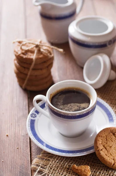 Deliciosos Biscoitos Uma Xícara Café — Fotografia de Stock