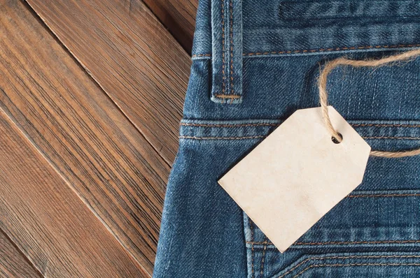 Jeans Sobre Fondo Madera — Foto de Stock