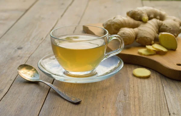 Ginger Tea Wooden Table — Stock Photo, Image