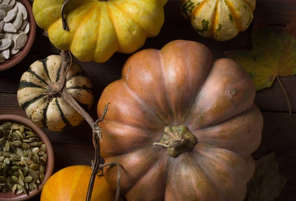 Tahta masadaki balkabağı