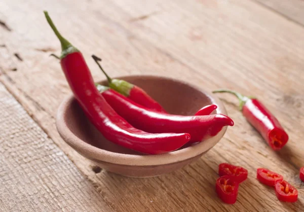 Chili Pepper Wooden Table — Stock Photo, Image