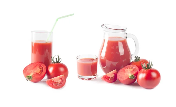 Fresh Tomatoes Juice Isolated White — Stock Photo, Image