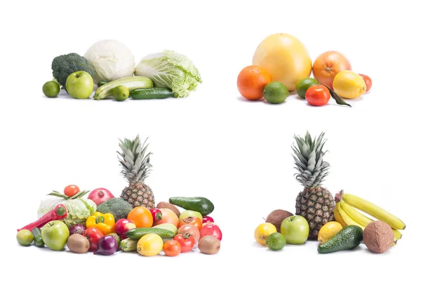 Groenten Fruit Witte Achtergrond — Stockfoto